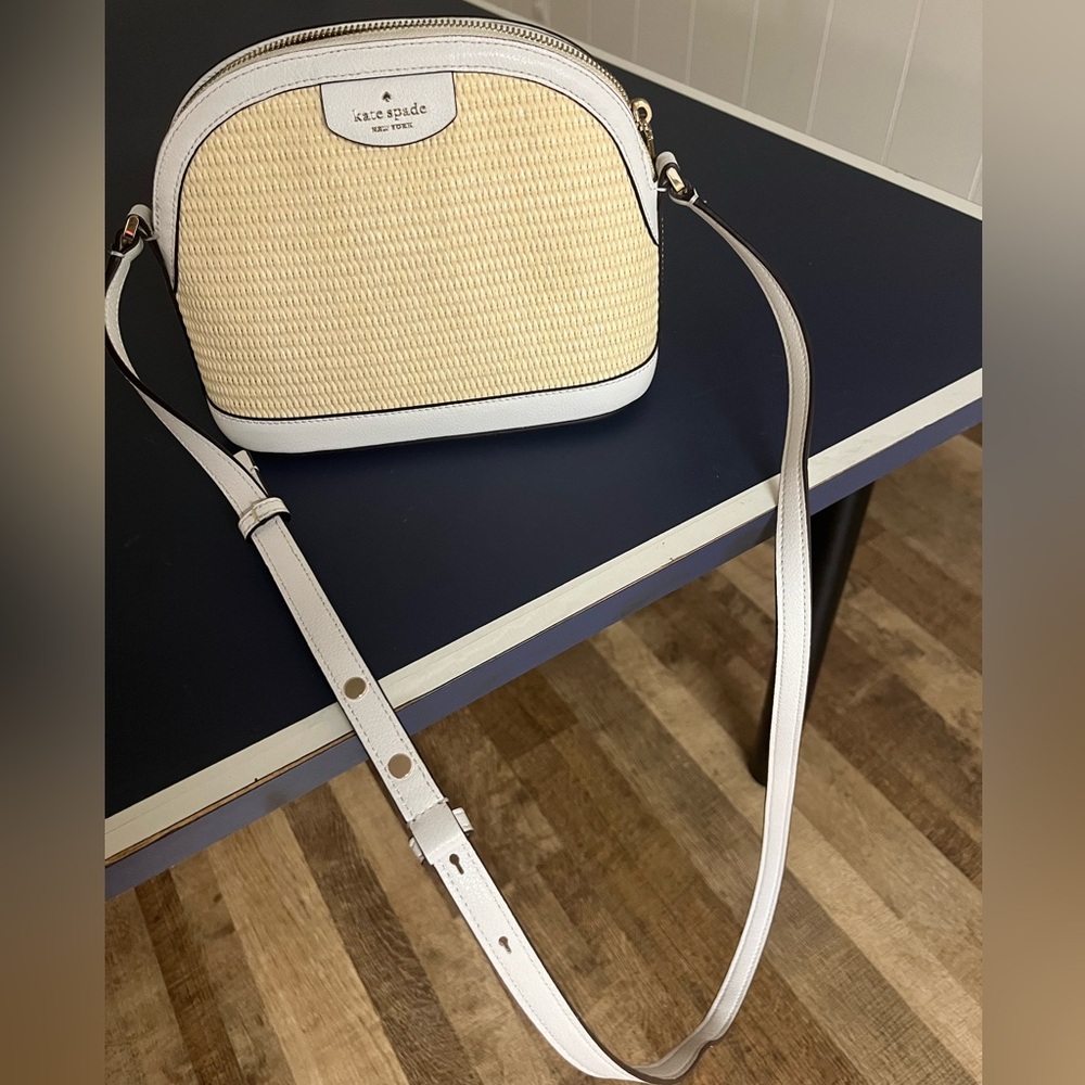 Kate Spade Sylvia Straw Crossbody White - Picture 2 of 4